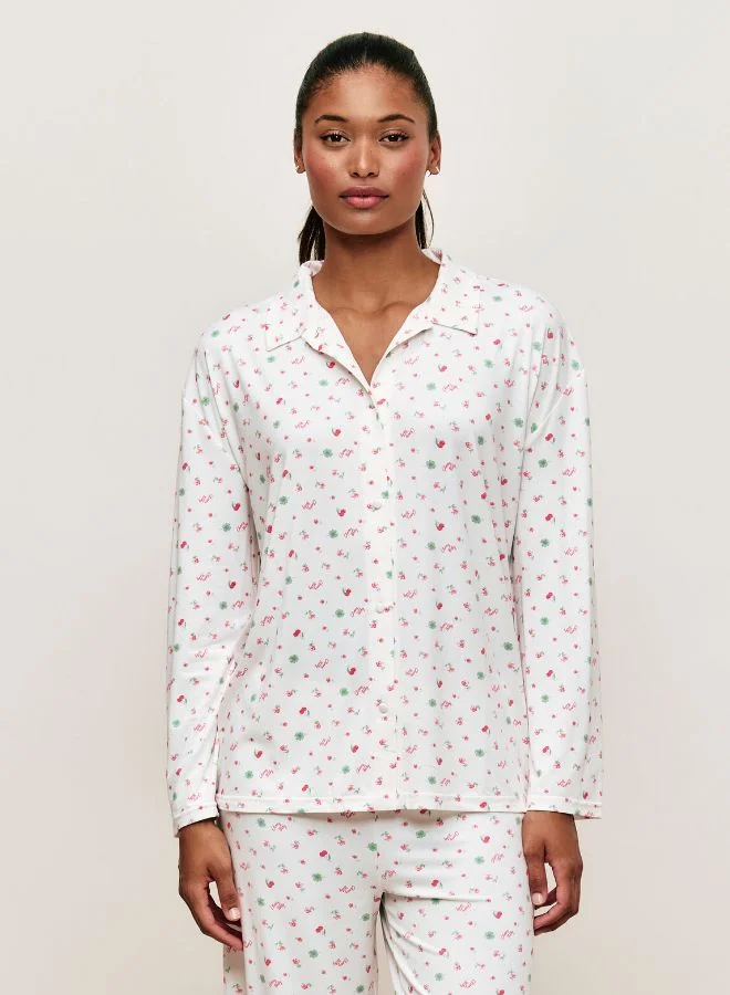 انديز طقم بيجاما جيرسي مزخرف